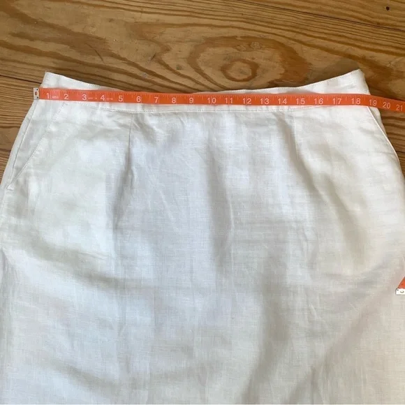L.L. Bean Linen Classic Fit Straight Midi Skirt Size 18 Reg White A Line Basic - Picture 15 of 16